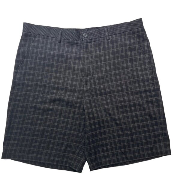 ASHWORTH Men's Checkered Dress Activewear‎ Golf Shorts 40W Black Grey Flat Front - Picture 2 of 13